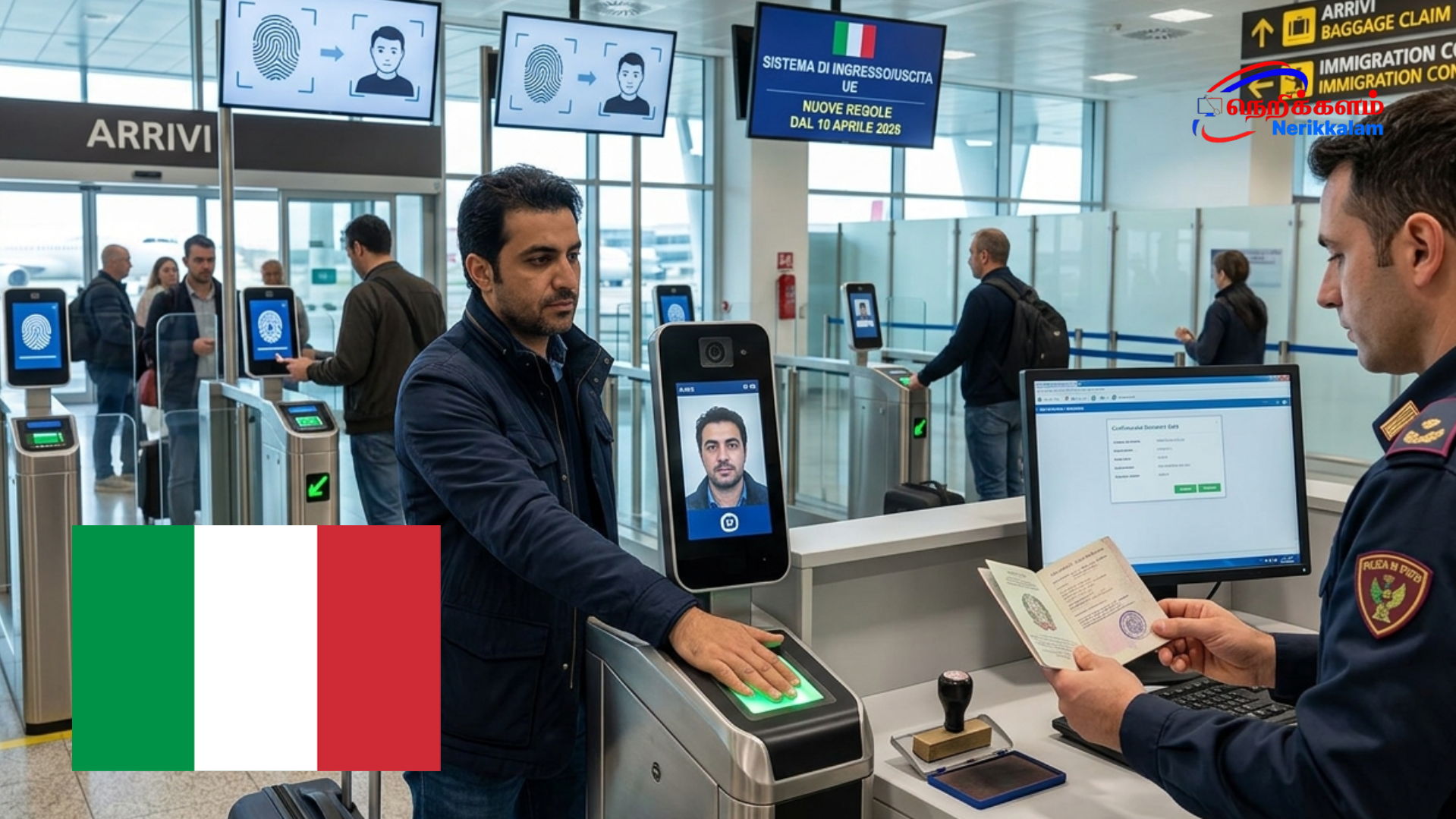 இத்தாலி – பாஸ்போர்ட் முத்திரைக்கு பதிலாக பயோமெட்ரிக் சோதனை அமுல்படுத்தப்பட்டுள்ளது.