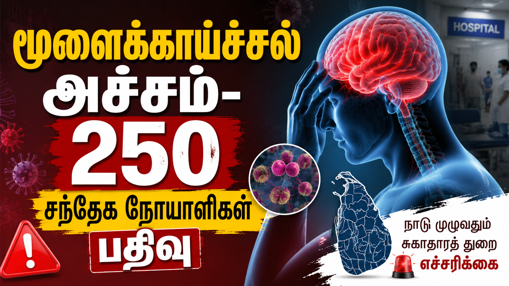 மூளைக்காய்ச்சல் அச்சம்- 250 சந்தேக நோயாளிகள்
