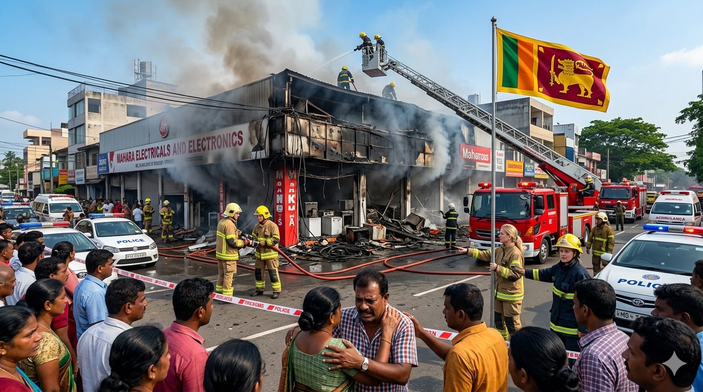 மஹர தீ விபத்து மின்சாதன கடையில் பரபரப்பு